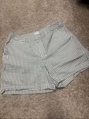 3 for $20 Striped Linen-Blend Women’s Shorts in Gray and White Size 4